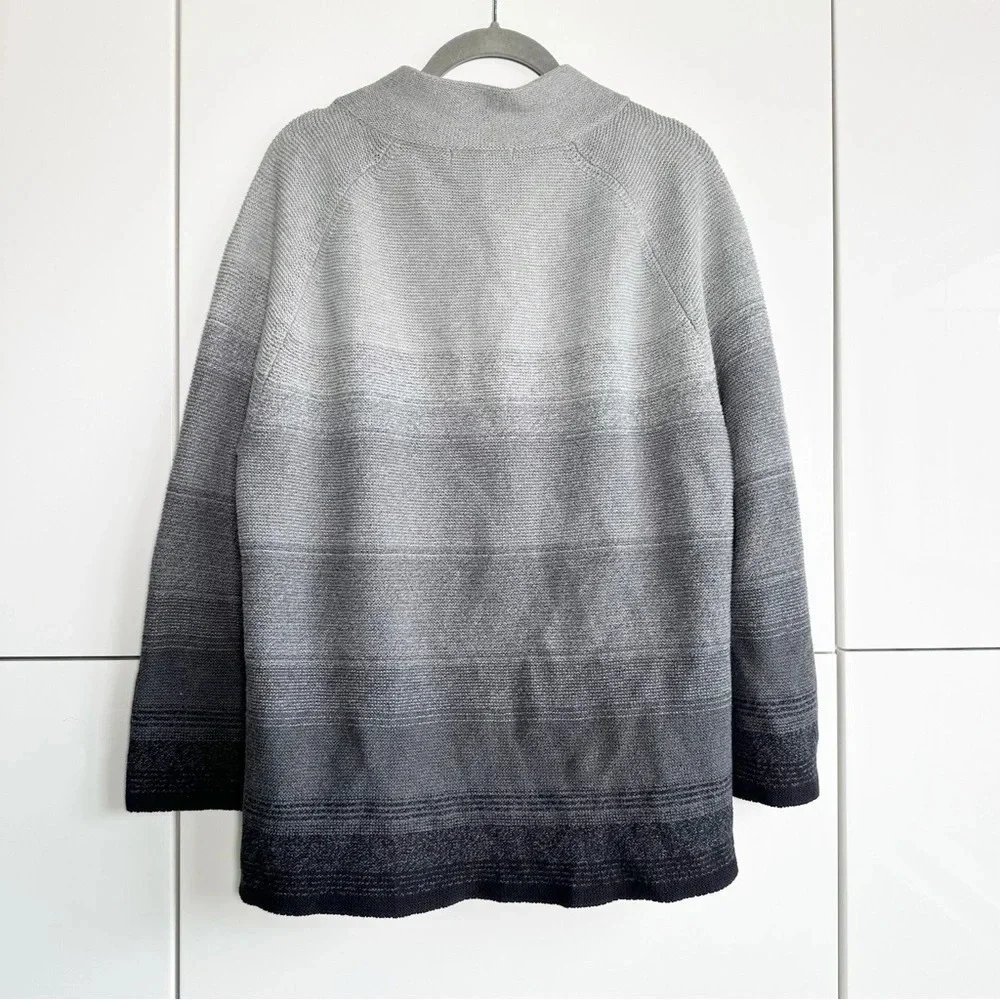 JM Collection Ombré Knit Button Front Sweater Cardigan Gray Black Size Large